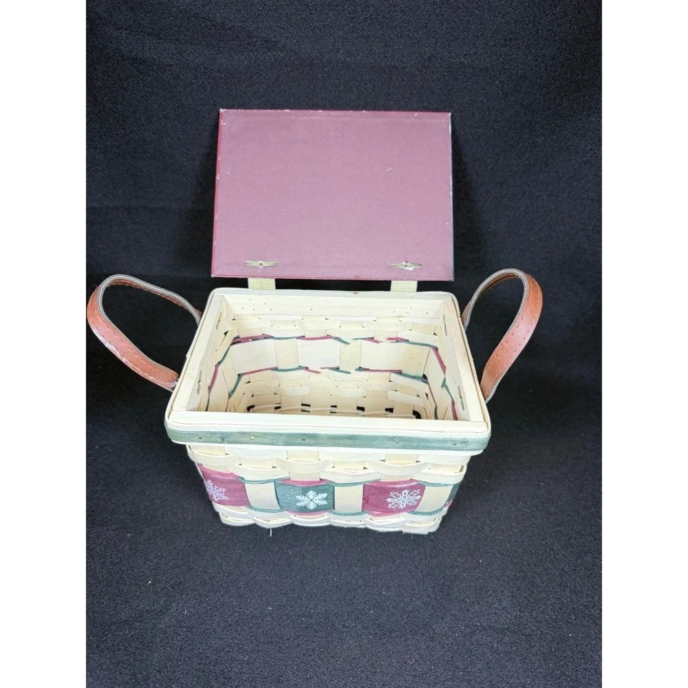 Jan Shade Beach Snowman Mini Picnic Basket Christmas Decor Hinged‎ Lid 6